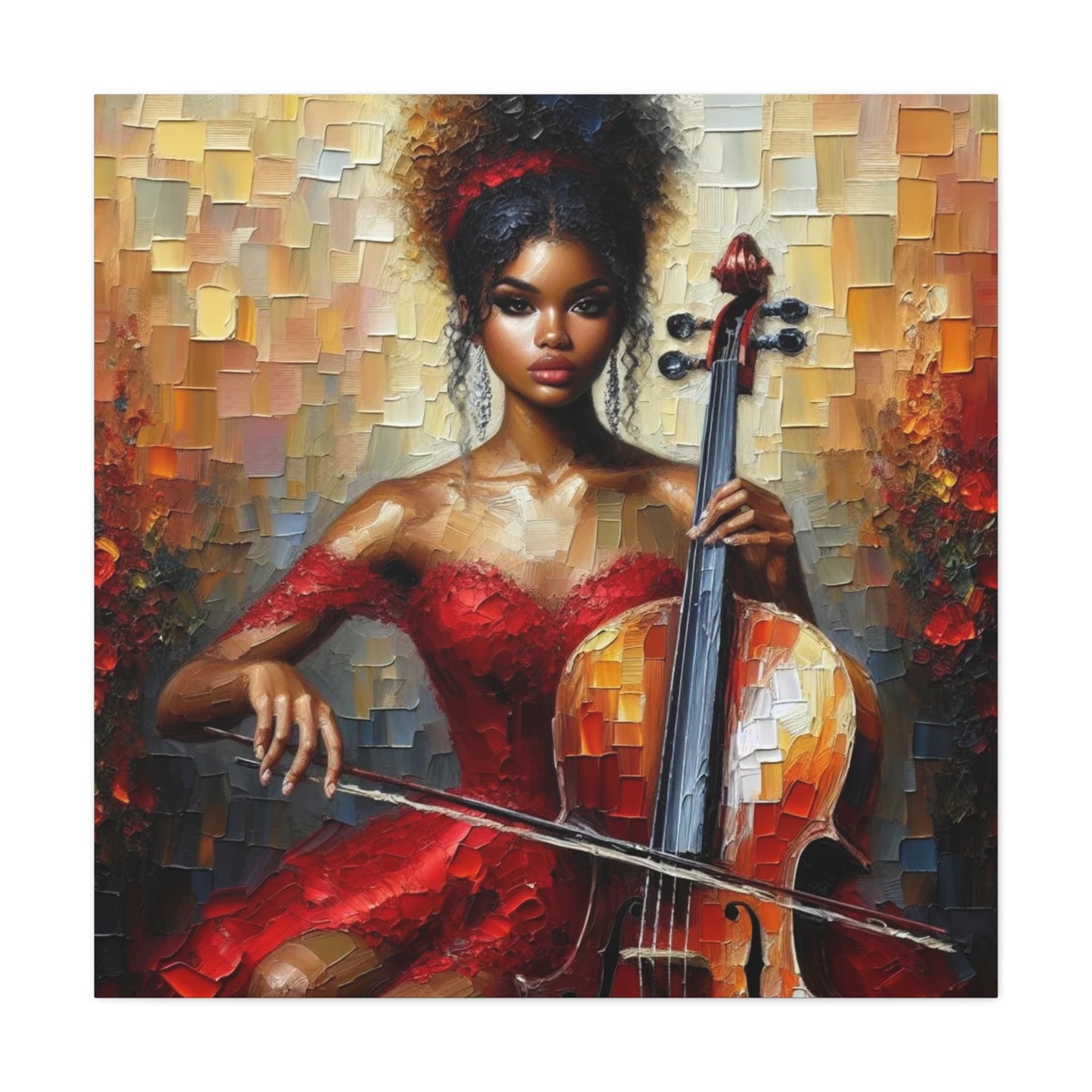 Beautiful Black Woman Musician Canvas Art
