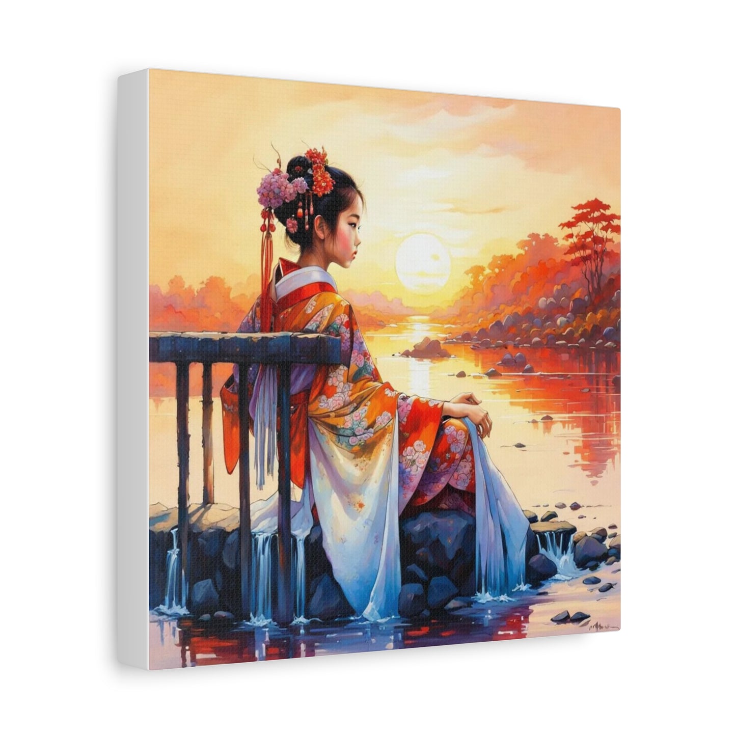 Girl by the Water Asian Abstract Art