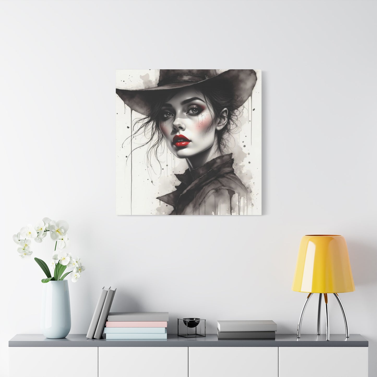 Beautiful Brunett in a Hat Abstract Art
