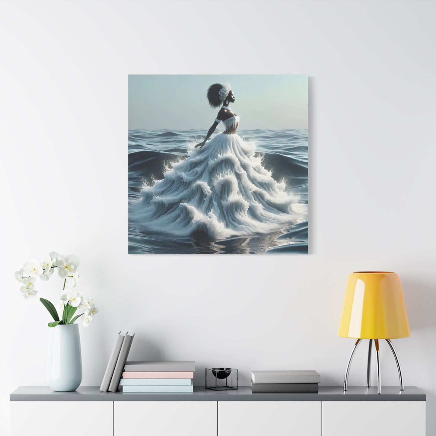 Beautiful Black Woman w Water Dress Canvas Art