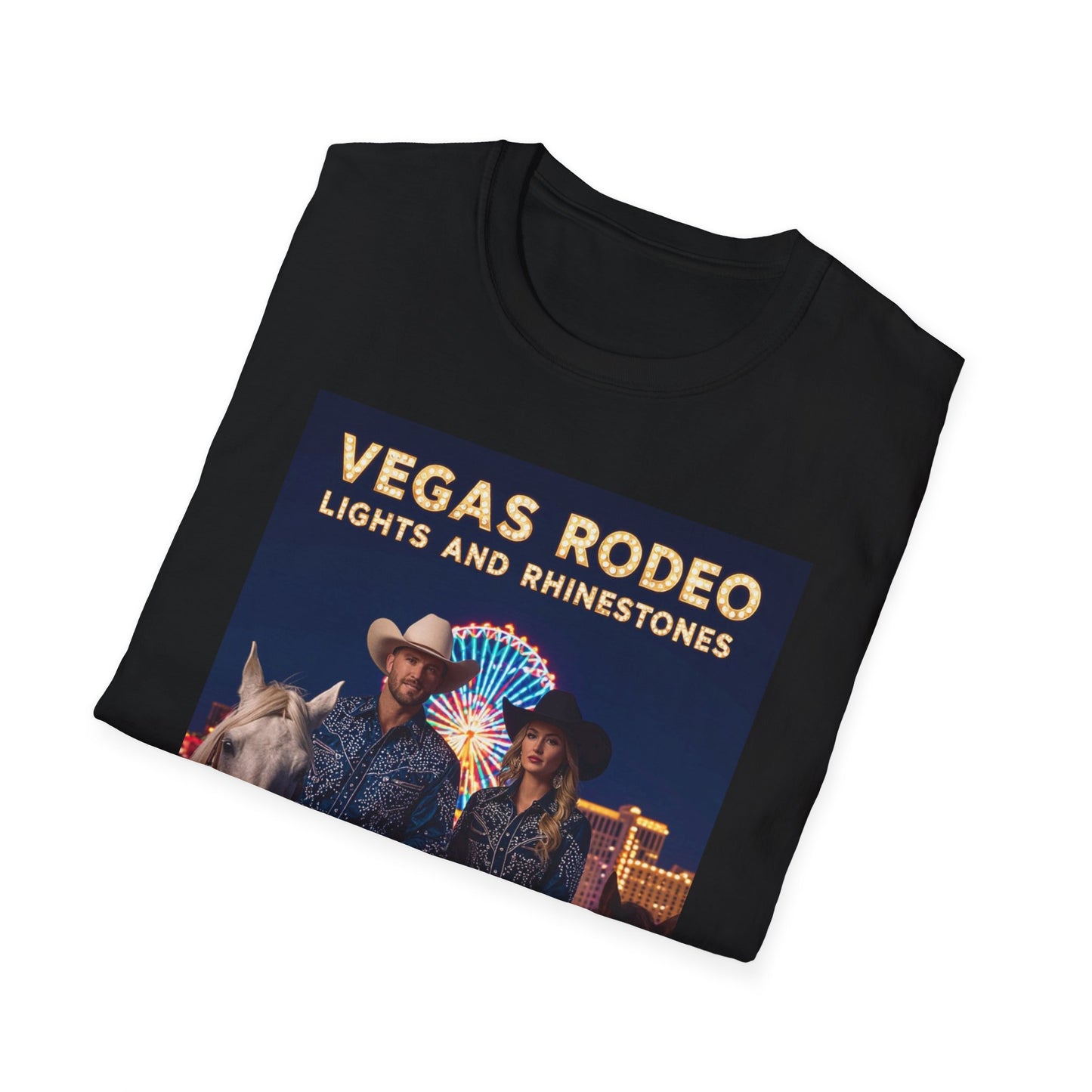 Vegas Rodeo Lights and Rhinestones Western Boho, Unisex T-Shirt,