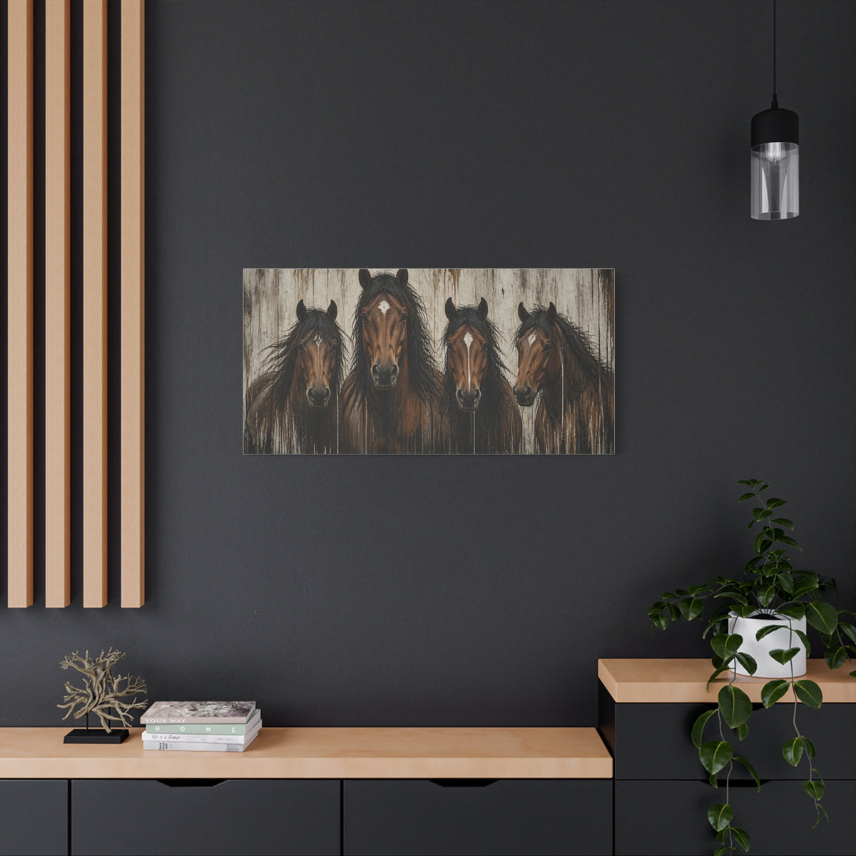 Brown Horses Matte Canvas Wall Art — Stretched 1.25"