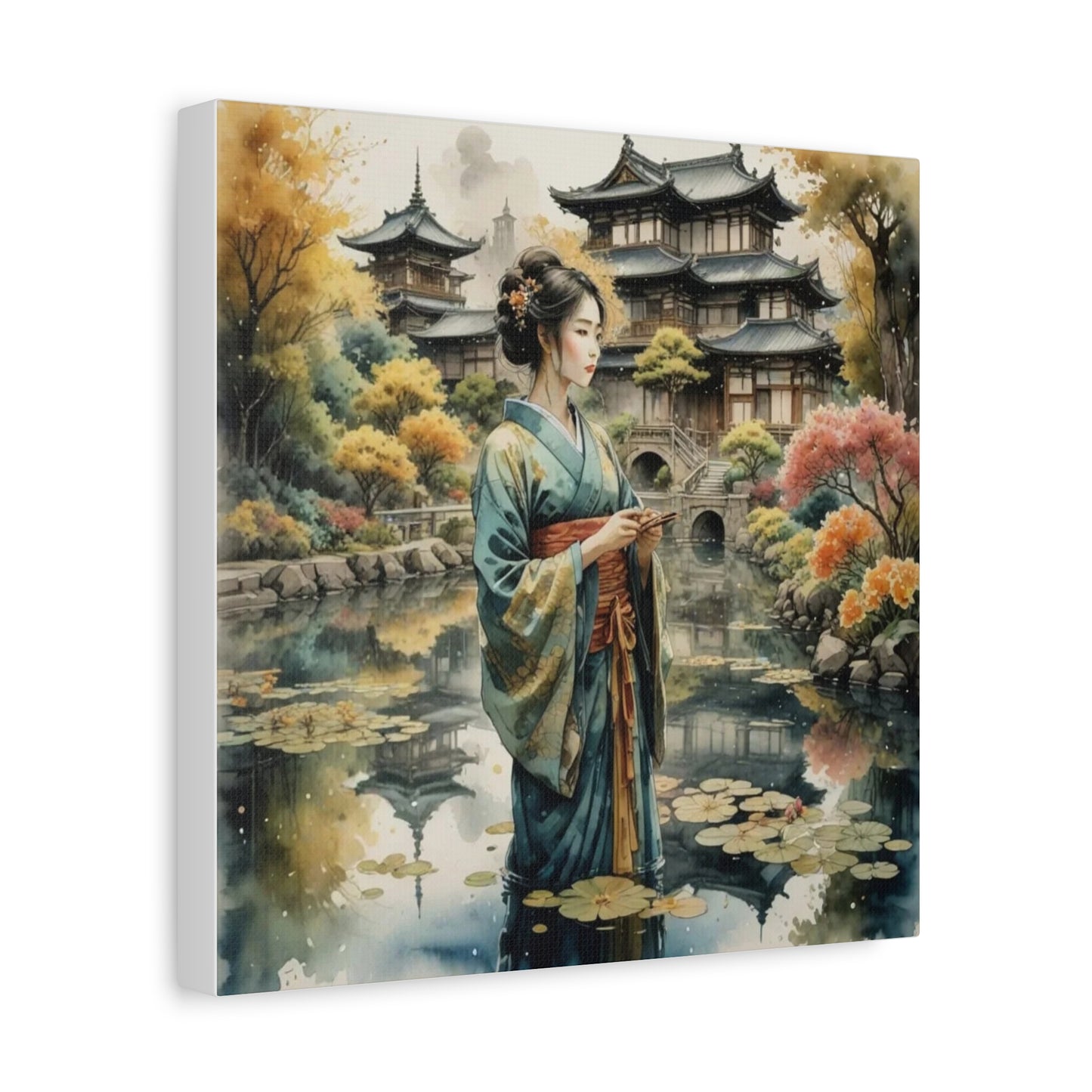 Geisha in the Pond Asian Abstract Art