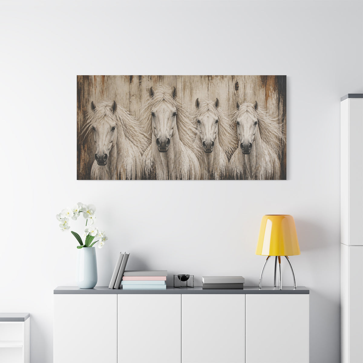 White Horses Matte Canvas Wall Art — Stretched 1.25"