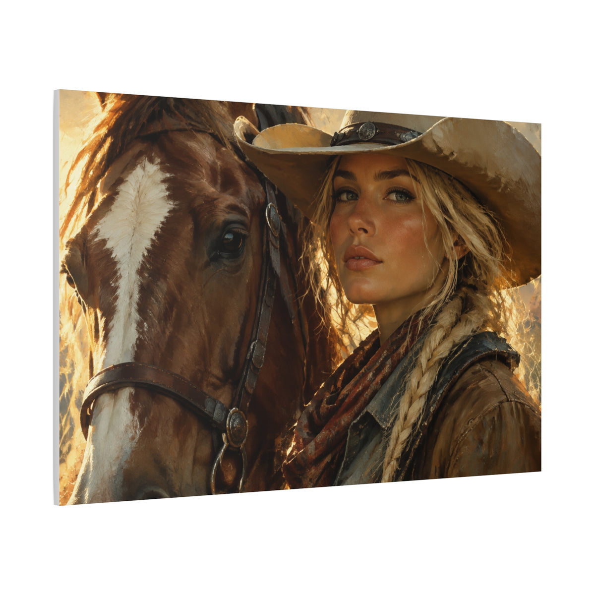 Western Cowgirl and Horse Matte Canvas Wall Art