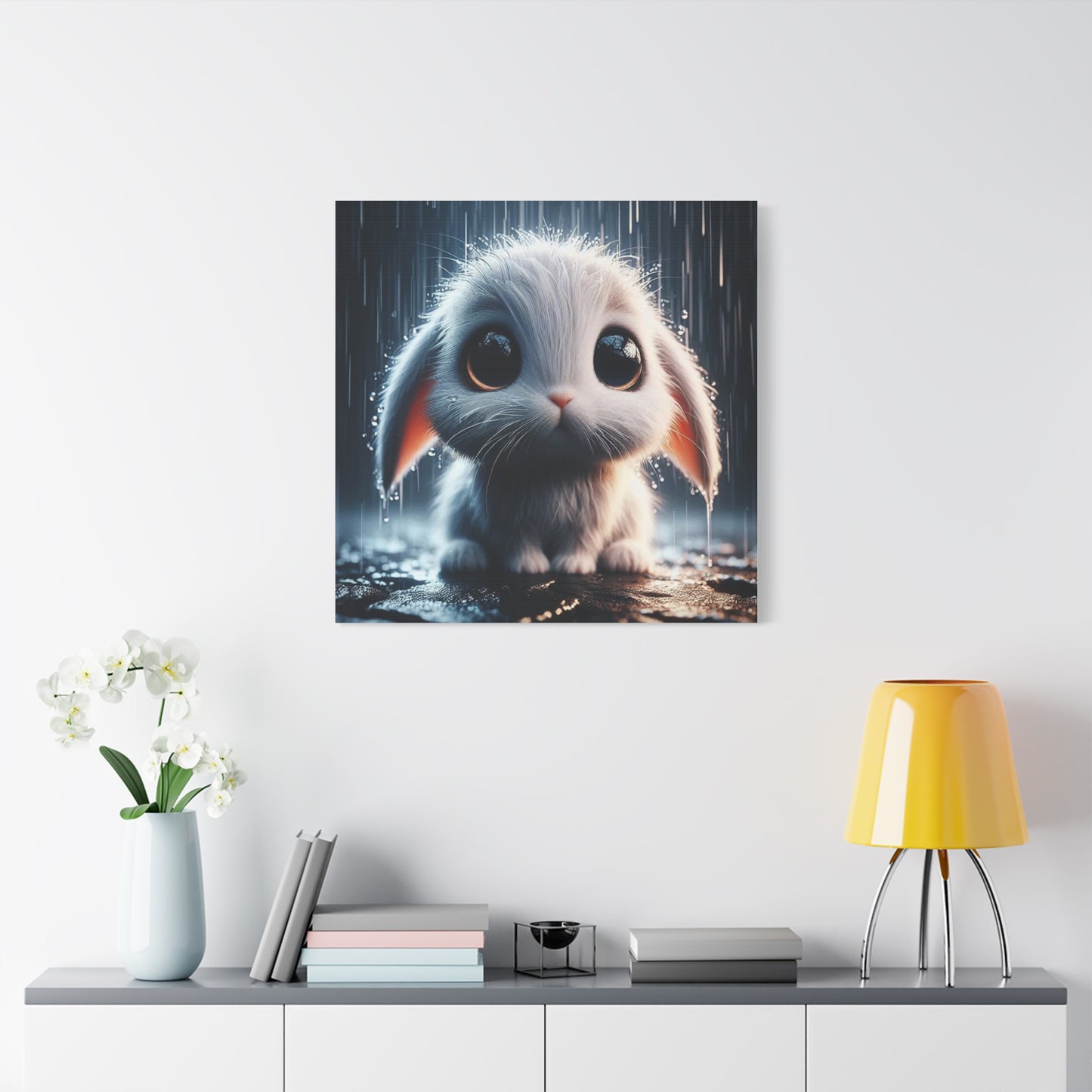 Baby Bunny in the Rain Art