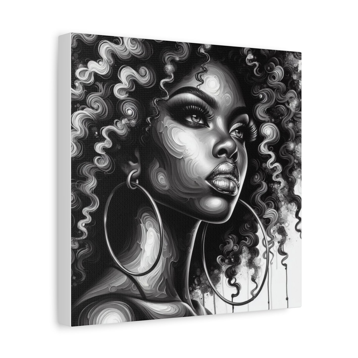Beautiful Woman Abstract Black Canvas Art