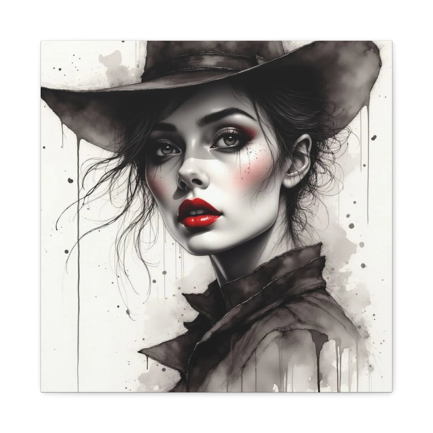 Beautiful Brunett in a Hat Abstract Art