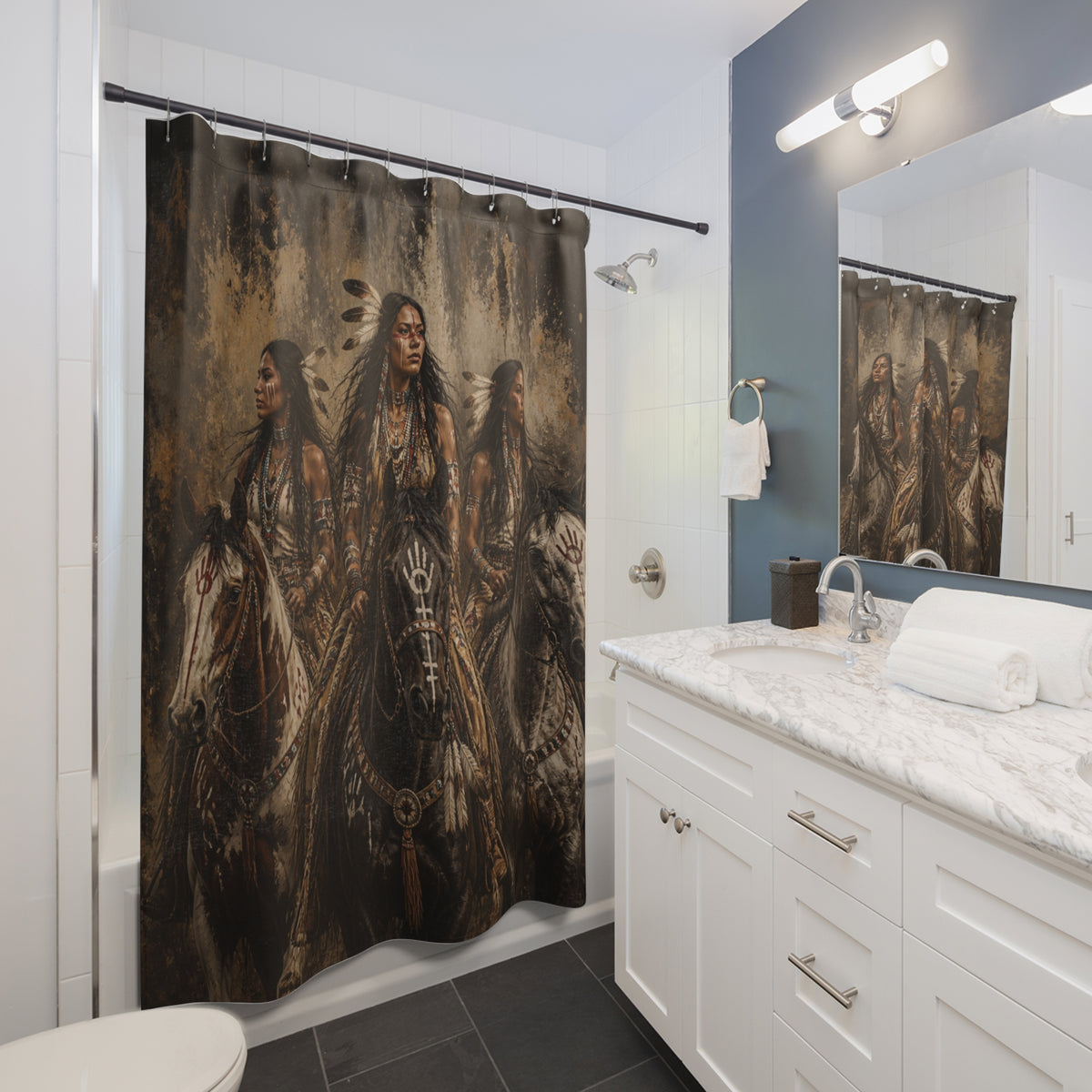 Native American Warrior Women Shower Curtain