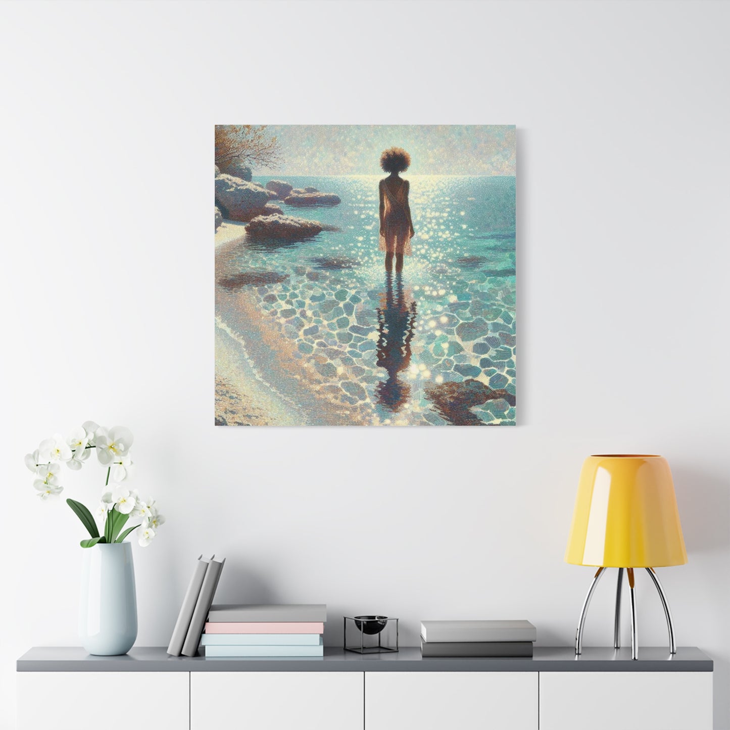 Beautiful Black Woman at the Beach Canvas Art