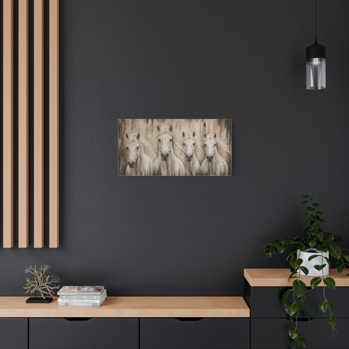 White Horses Matte Canvas Wall Art — Stretched 1.25"
