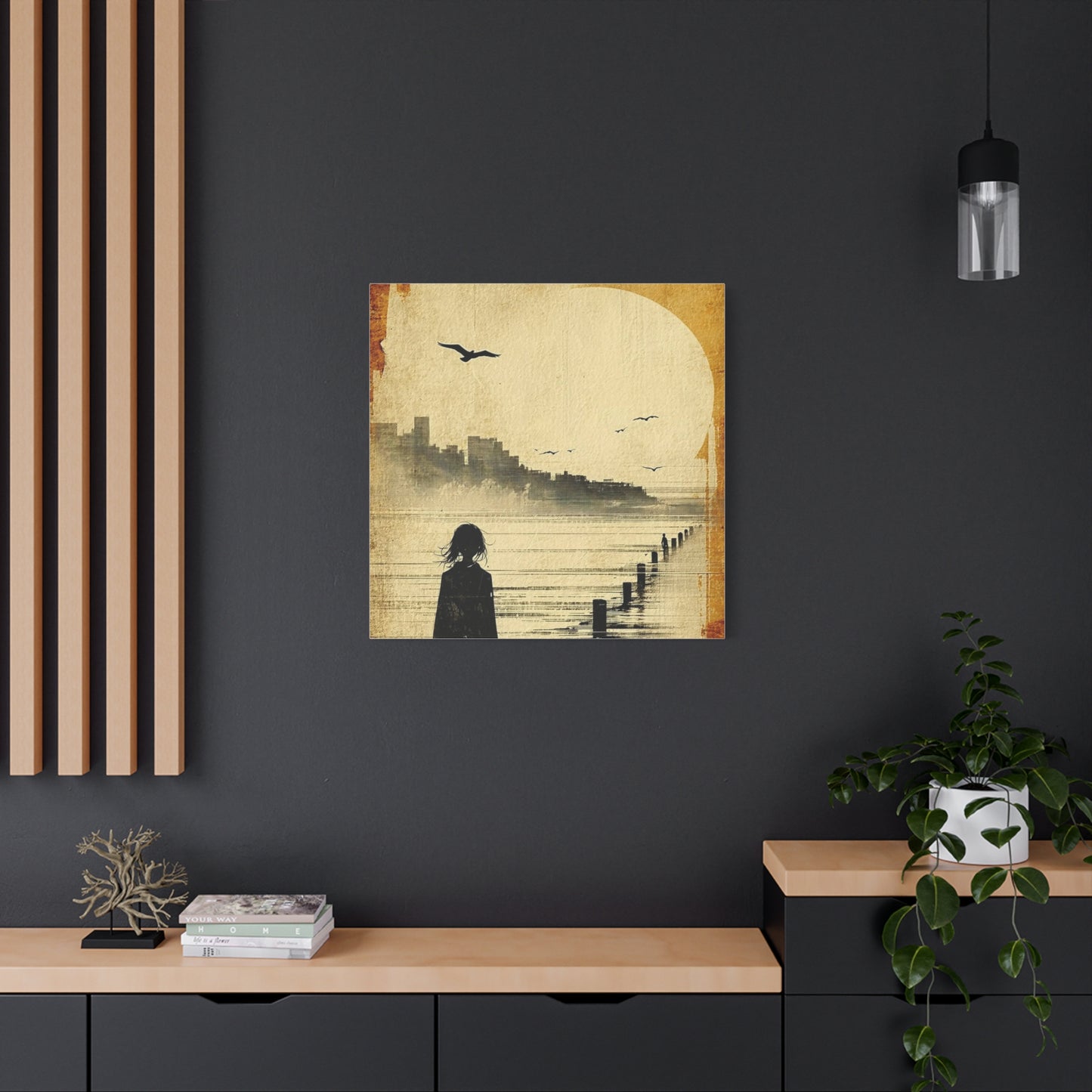 Girl on a Pier Abstract Art