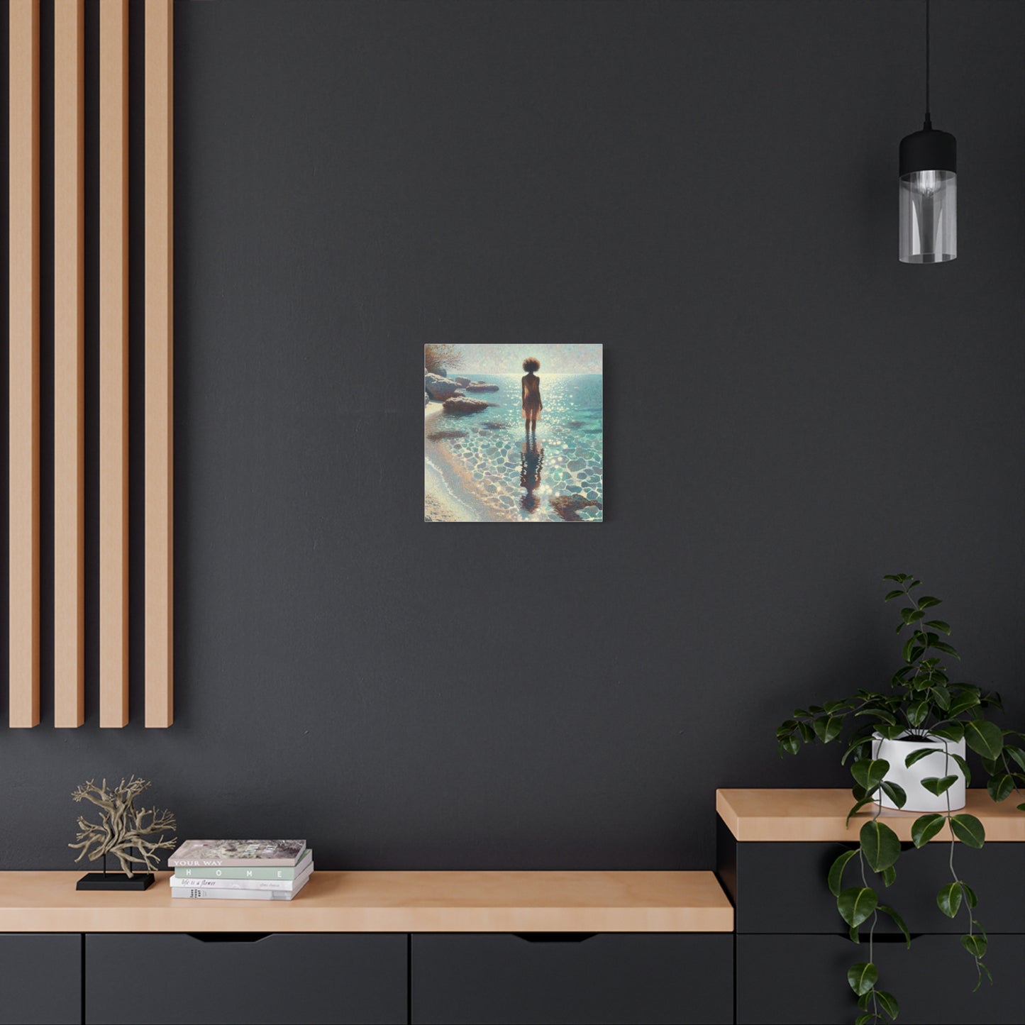 Beautiful Black Woman at the Beach Canvas Art