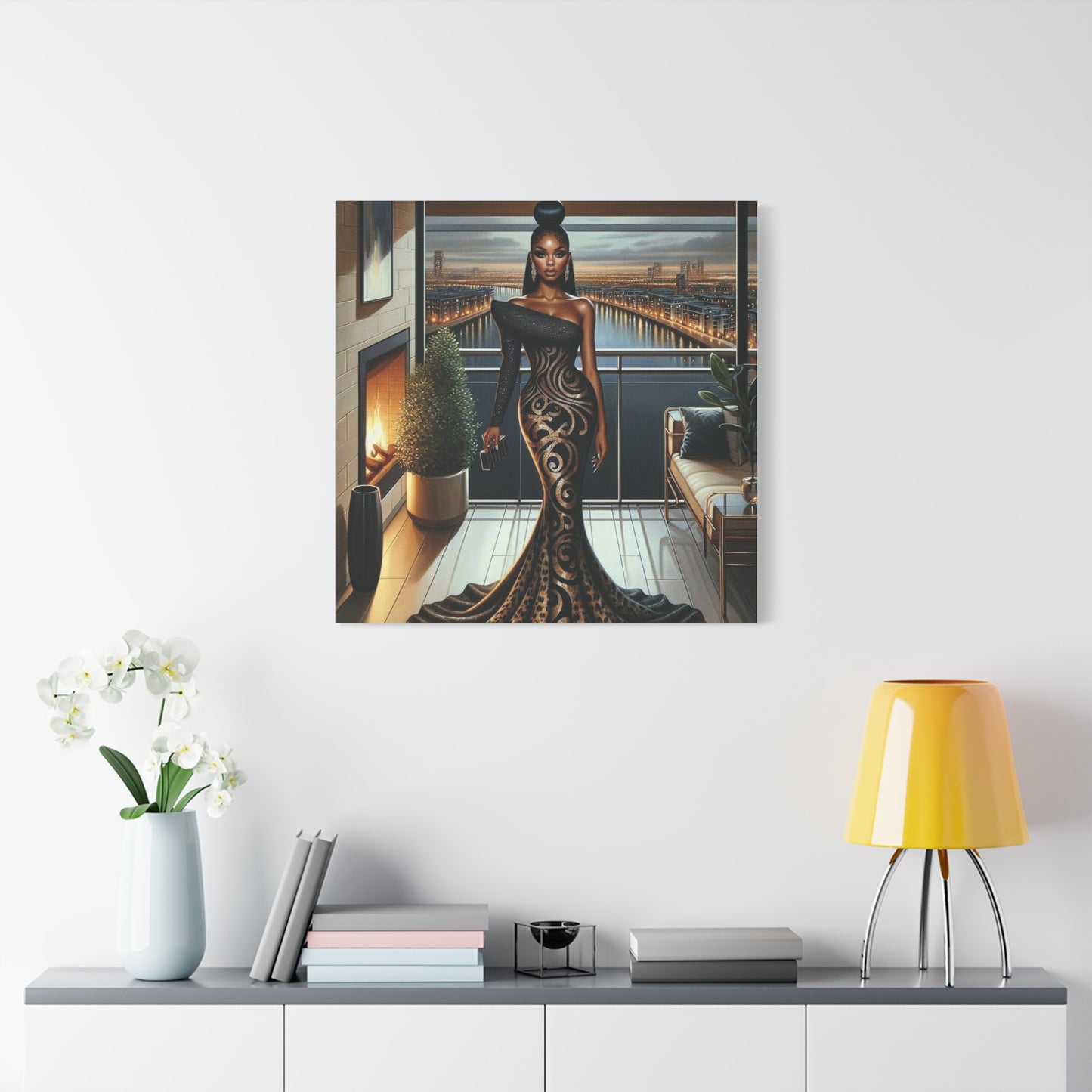 Elegant Woman Black Canvas Art