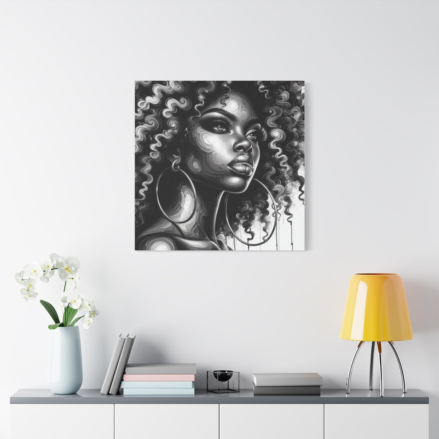 Beautiful Woman Abstract Black Canvas Art