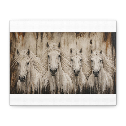 White Horses Matte Canvas Wall Art — Stretched 1.25"