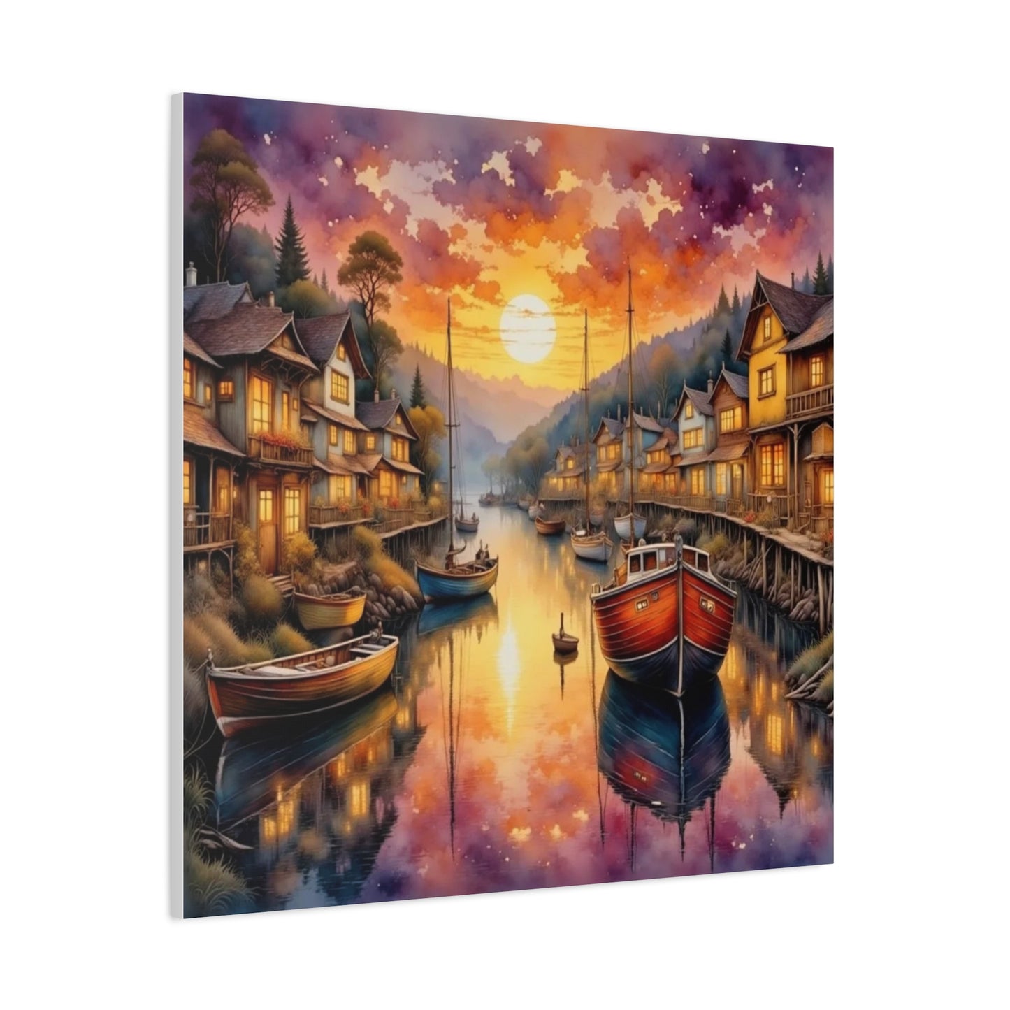 Twilight in the Harbor Abstract Art