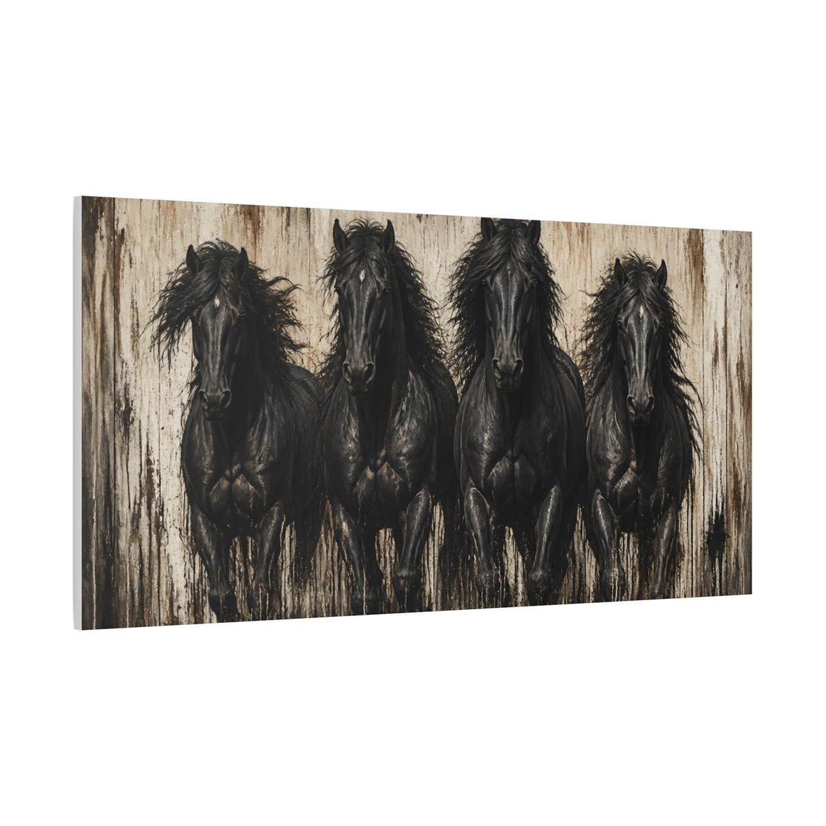 Running Black Horses Matte Canvas Wall Art — Stretched 1.25"