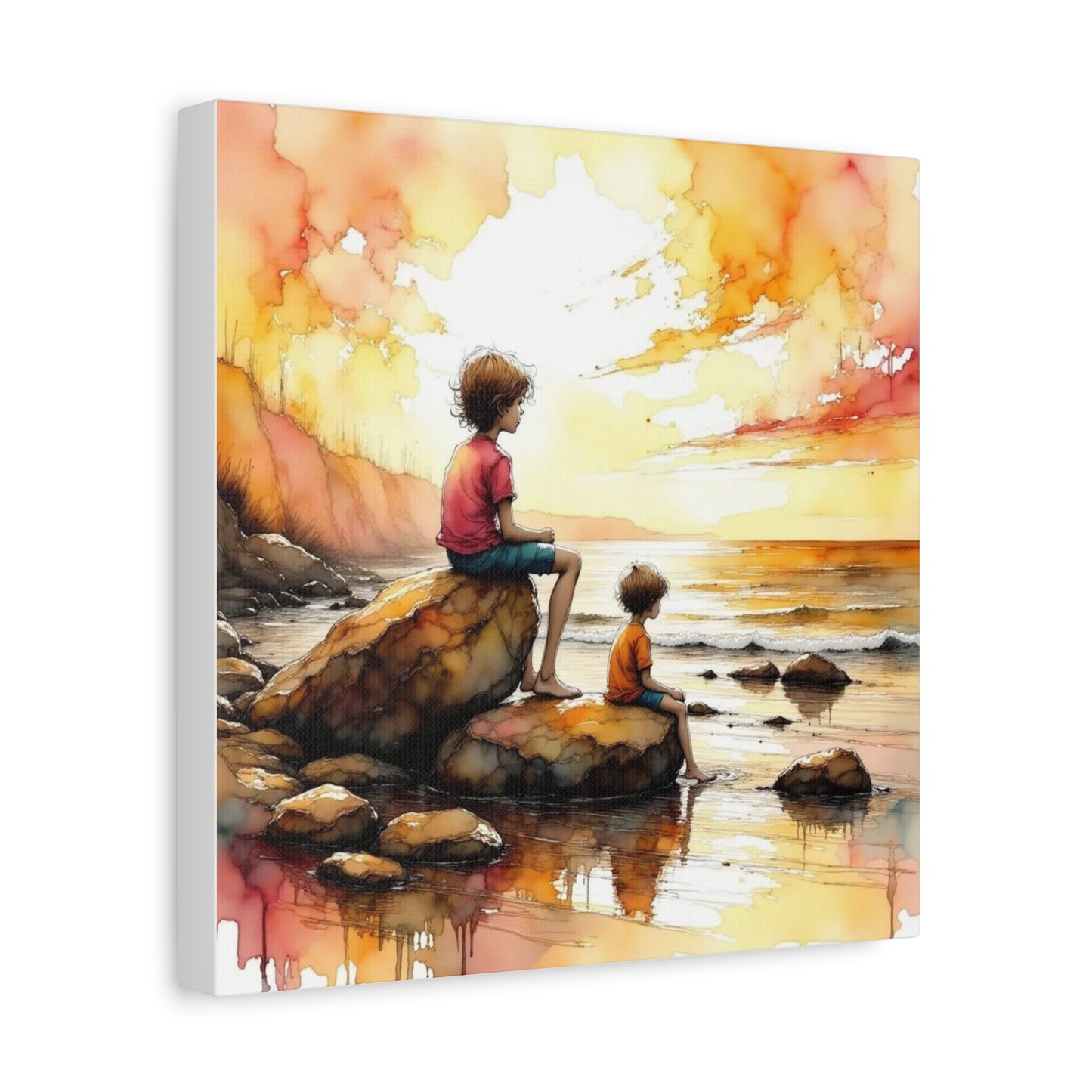 Boys on the Beach Abstract Art