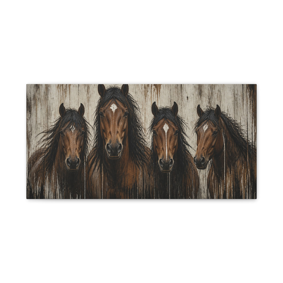 Brown Horses Matte Canvas Wall Art — Stretched 1.25"