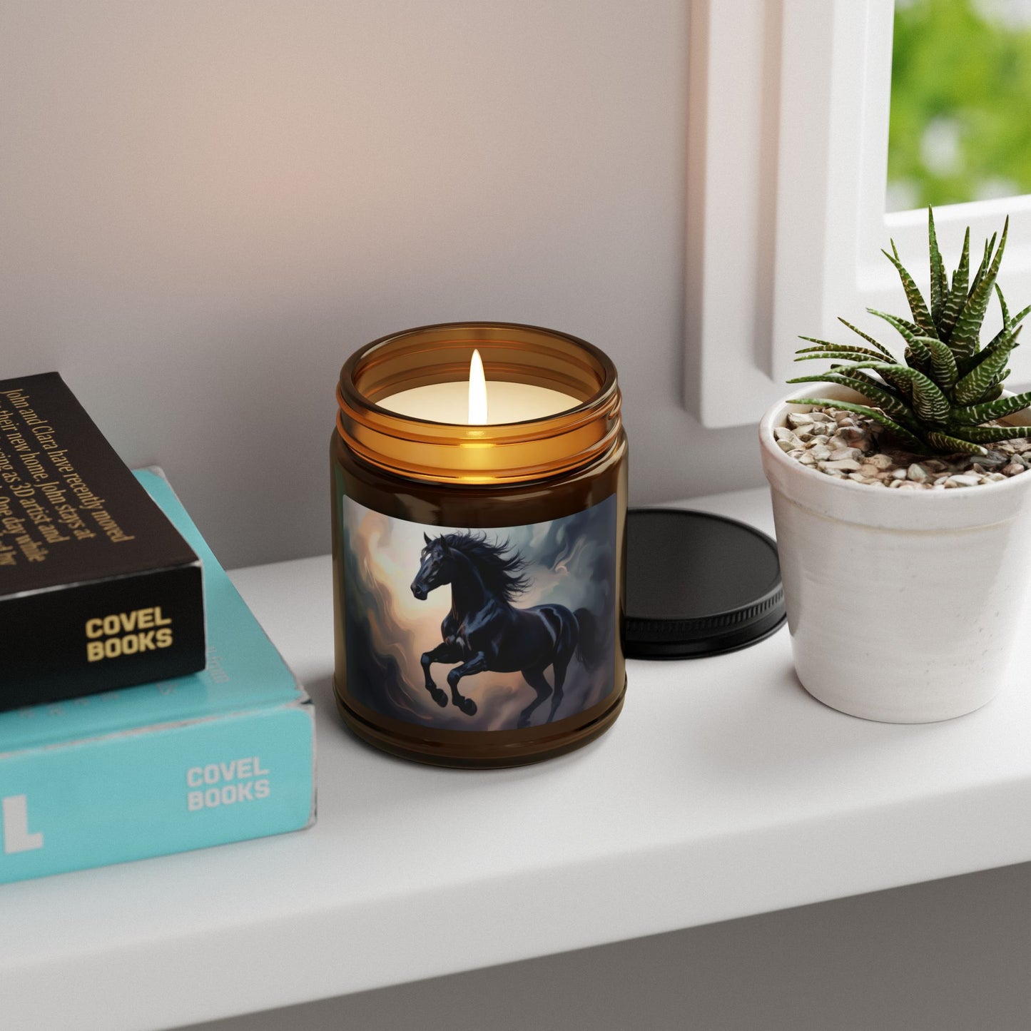 Black Stallion Scented Soy Candle — Amber Jar (Multi-Size)
