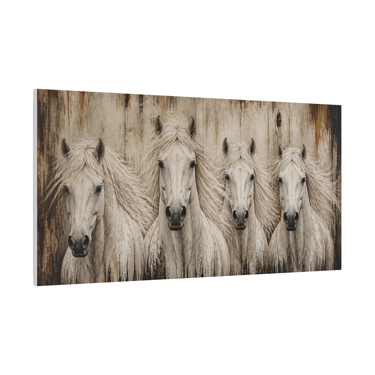 White Horses Matte Canvas Wall Art — Stretched 1.25"