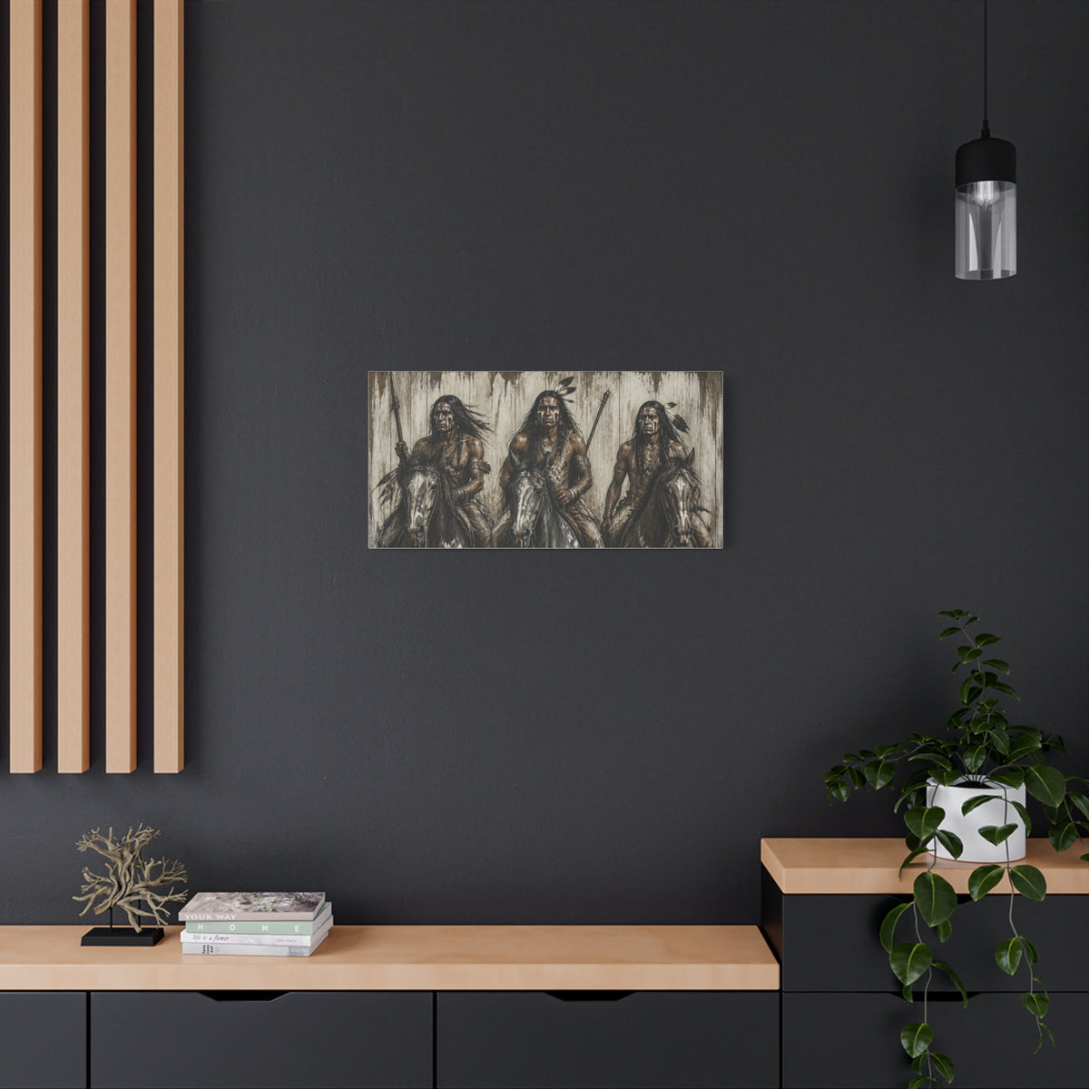 Native American Warriors Canvas Print — Three Horsemen Matte Stretched Wall Art