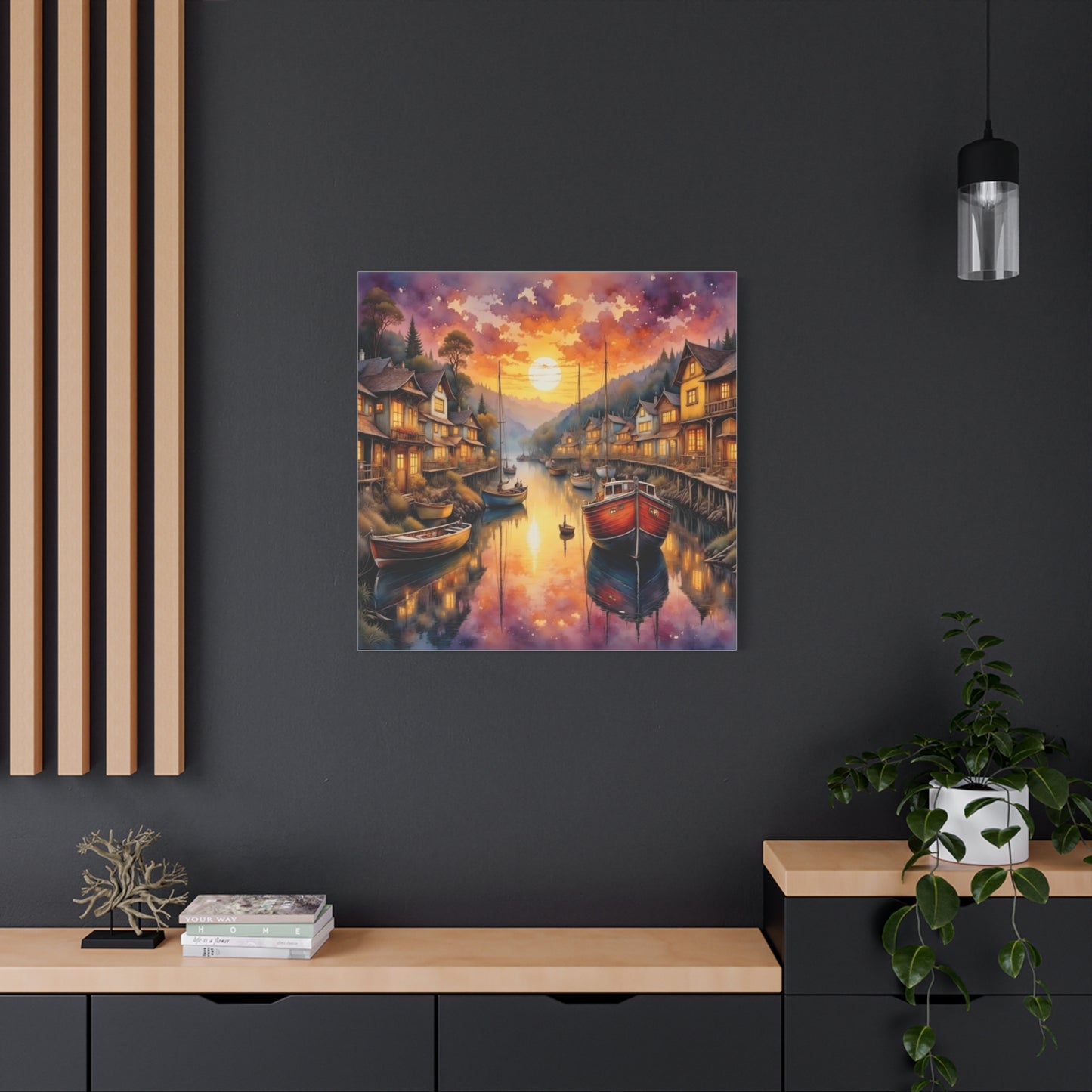 Twilight in the Harbor Abstract Art