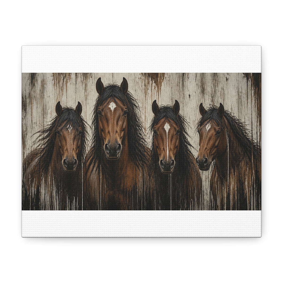 Brown Horses Matte Canvas Wall Art — Stretched 1.25"