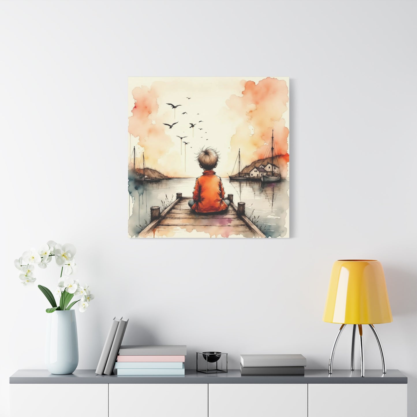Little Boy on the Dock Abstract Art
