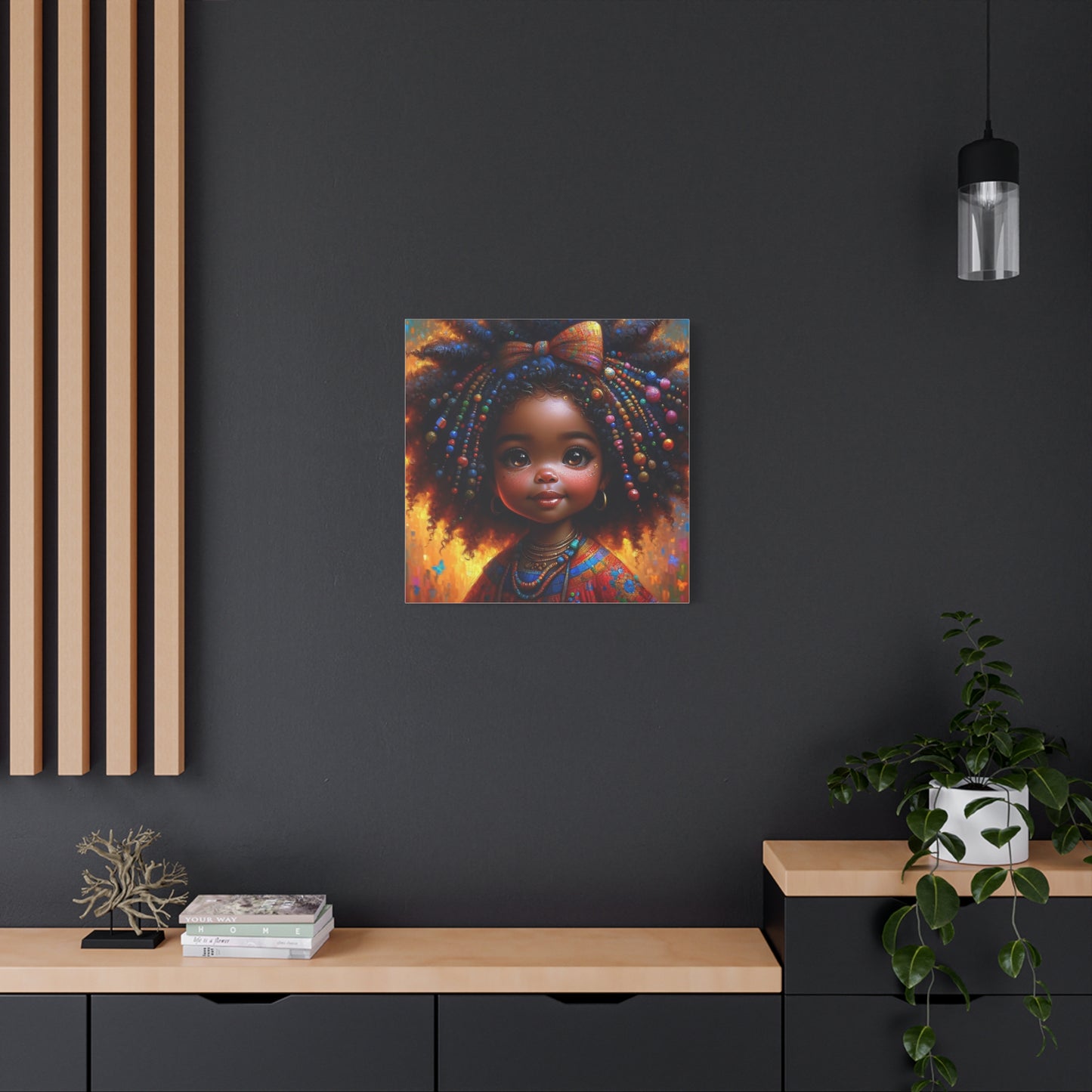 Beautiful Child Black Canvas Art