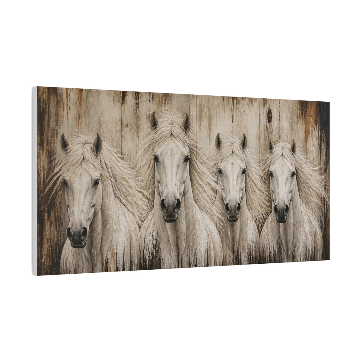 White Horses Matte Canvas Wall Art — Stretched 1.25"