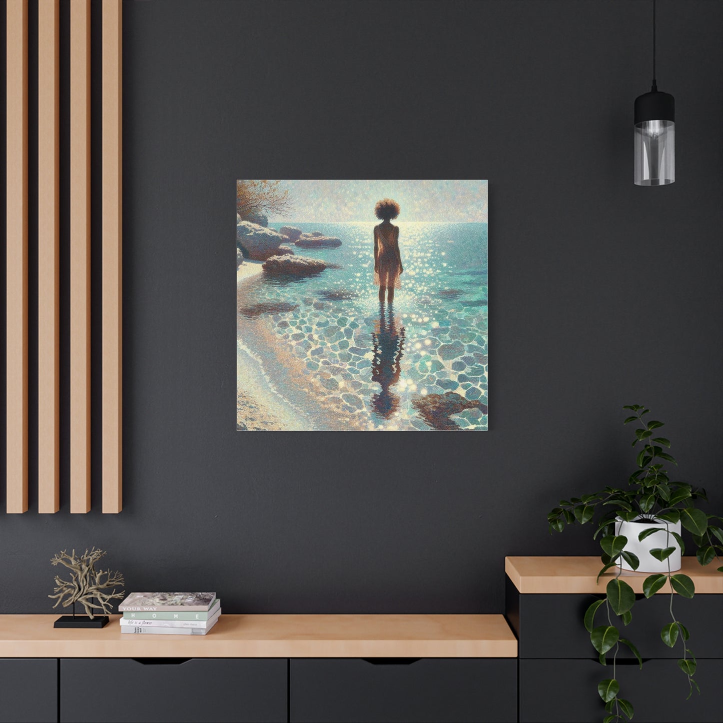 Beautiful Black Woman at the Beach Canvas Art