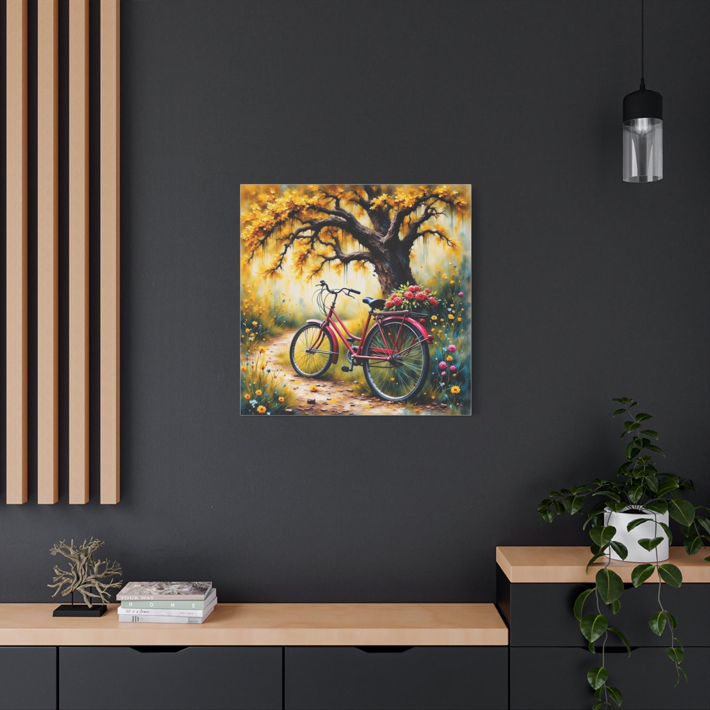 Bicycle on the Flower Path Abstract Art