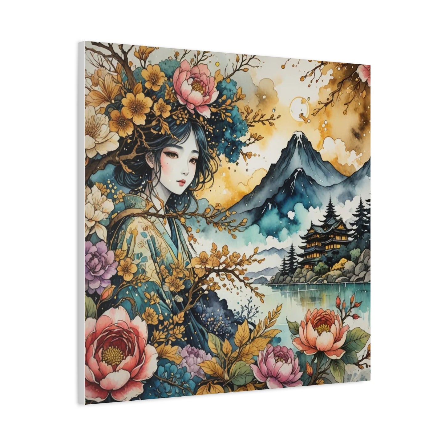 Lady in the Woods Asian Abstract Art