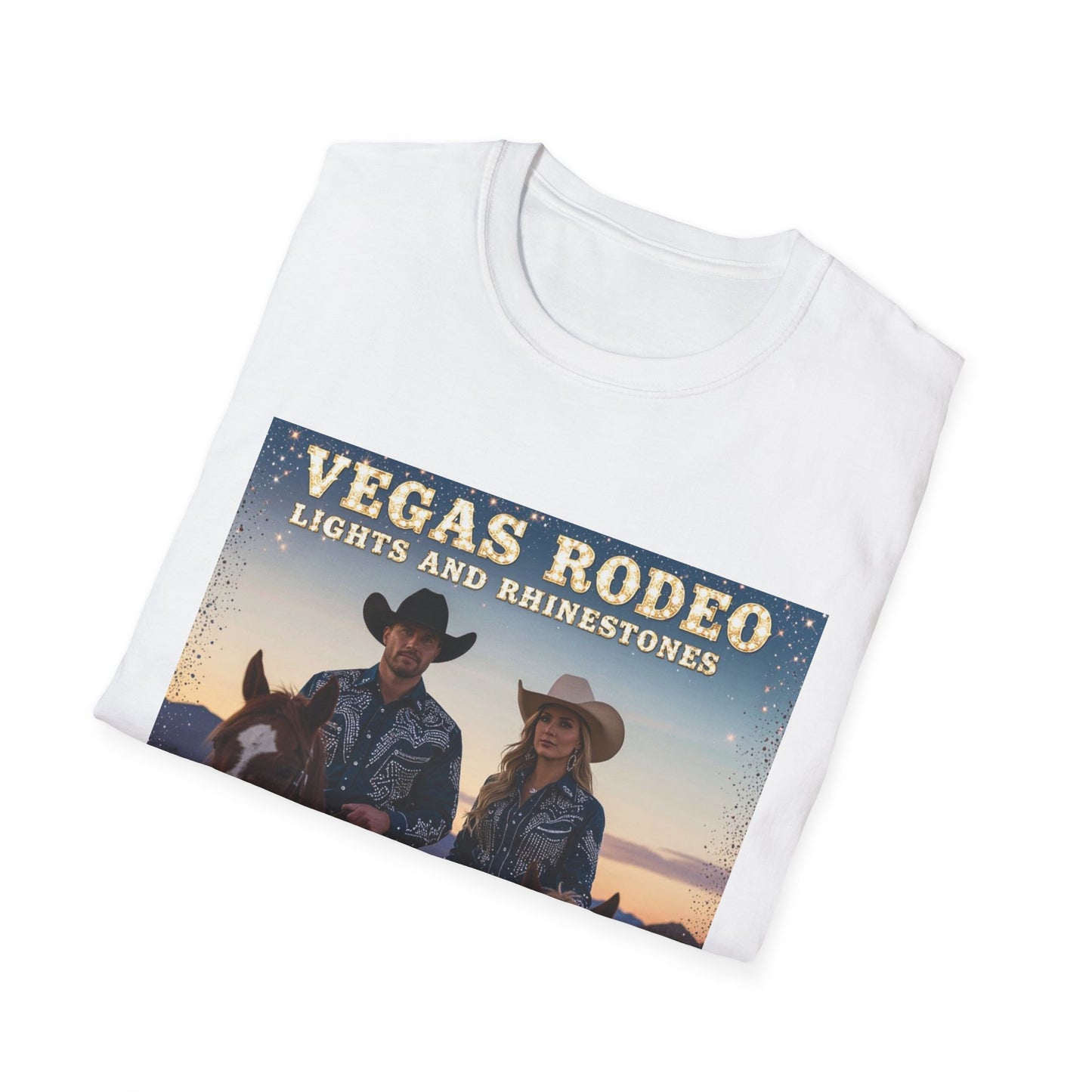 Vegas Rodeo Lights and Rhinestones Western Boho, Unisex T-Shirt,