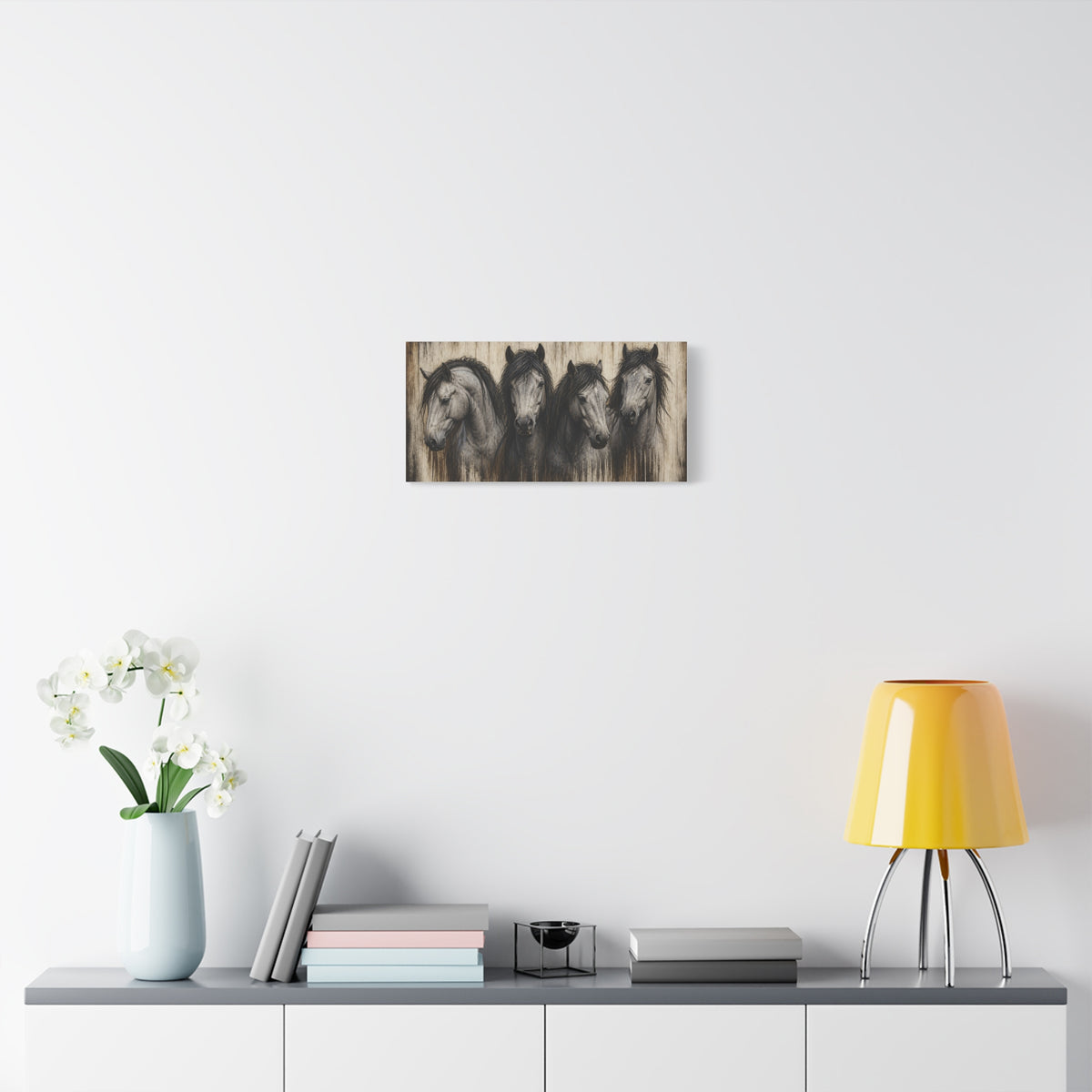 Grey Horses Matte Canvas Wall Art — Stretched 1.25"