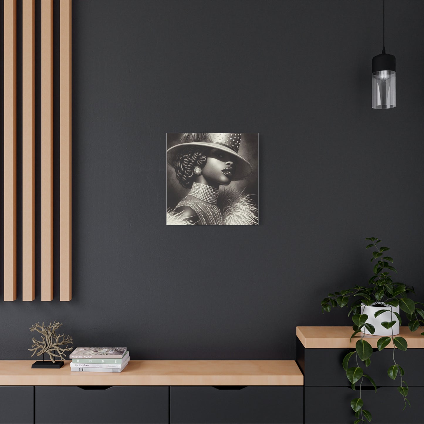 Beautiful Black Woman in Diamonds Hat Canvas Art