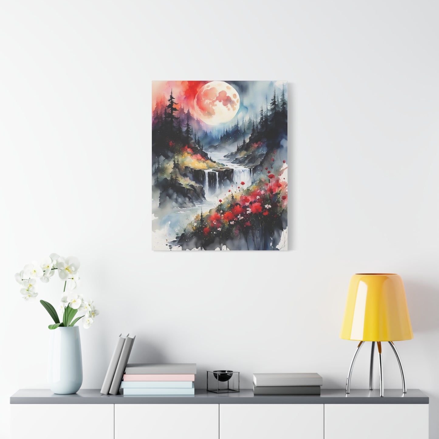Moon Over the Stream Abstract Art