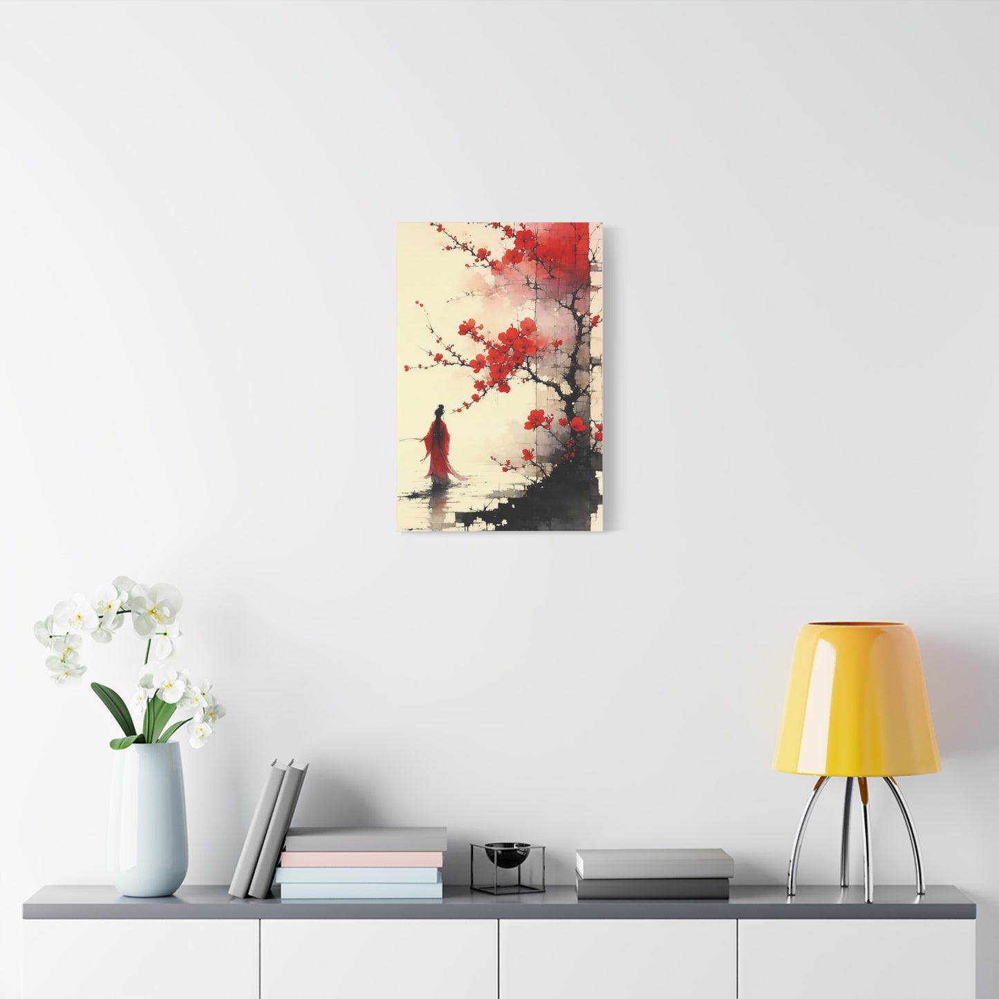 Red Flowers Asian Abstract Art