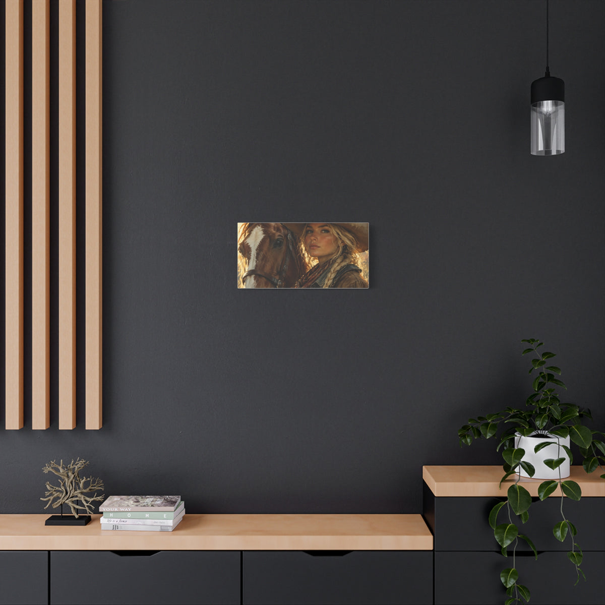 Western Cowgirl and Horse Matte Canvas Wall Art