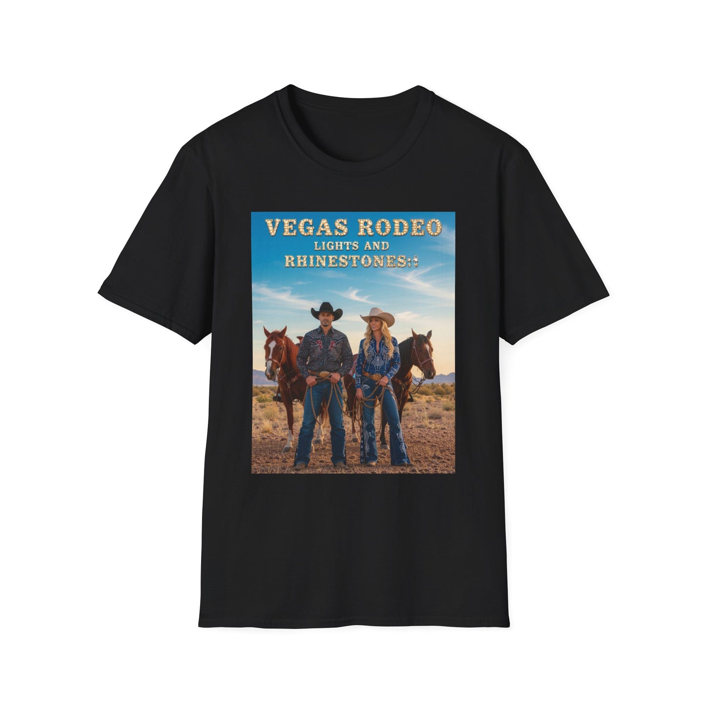 Vegas Rodeo Lights and Rhinestones Western Boho, Unisex T-Shirt,