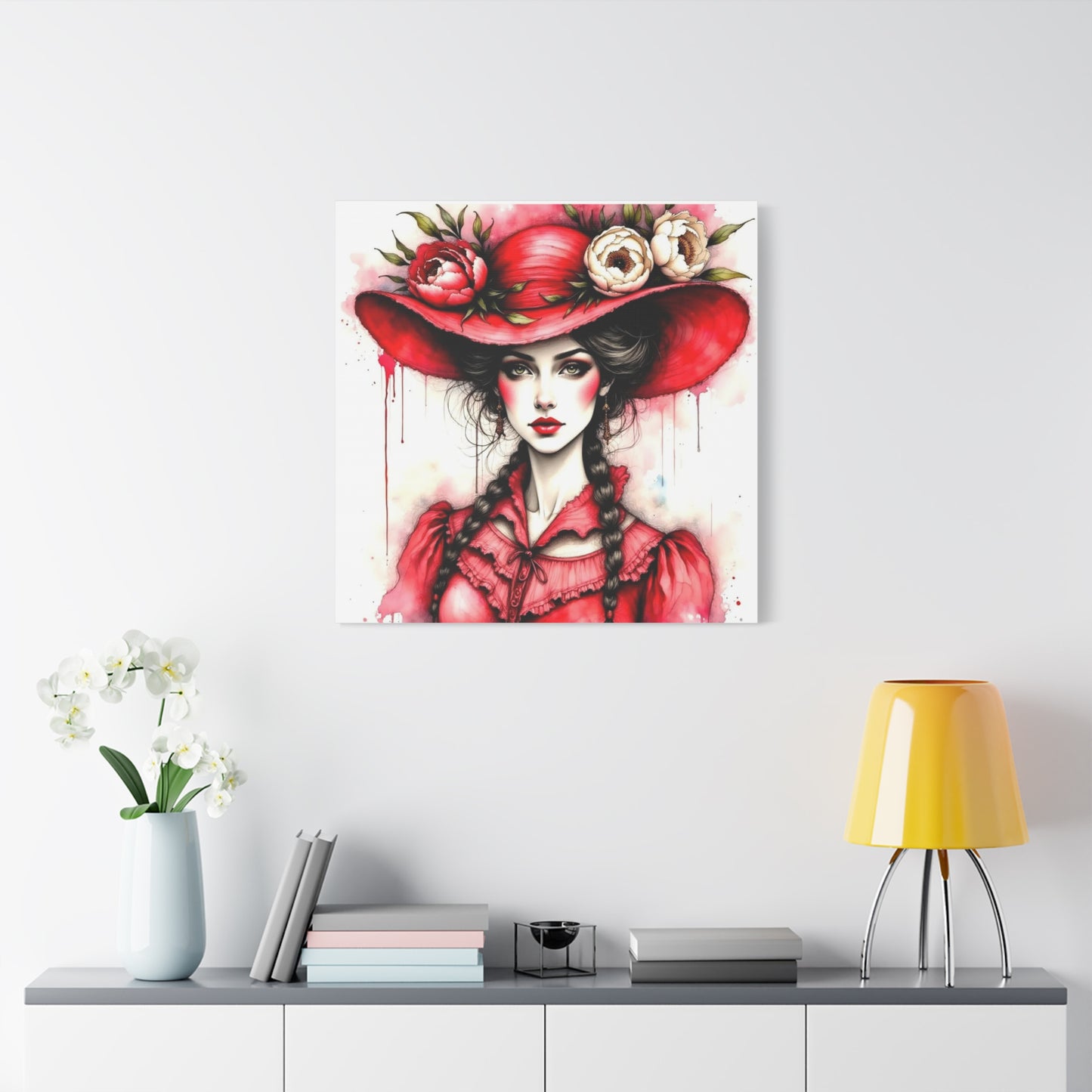 Lady in Red Abstract Art