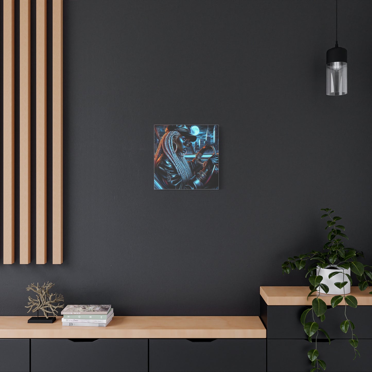 Beautiful Woman Driving Black Canvas Art