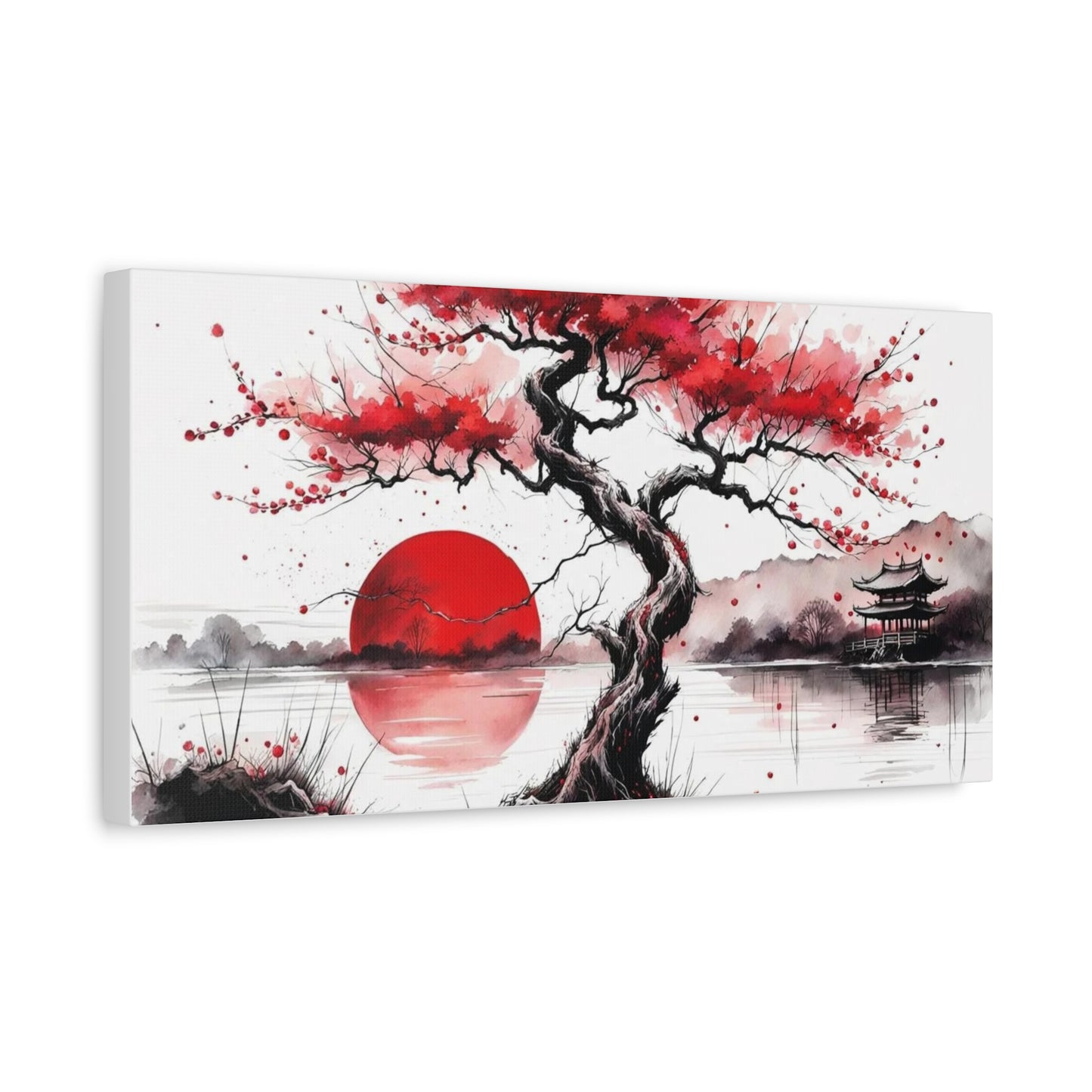 Red Moon Asian Abstract Art