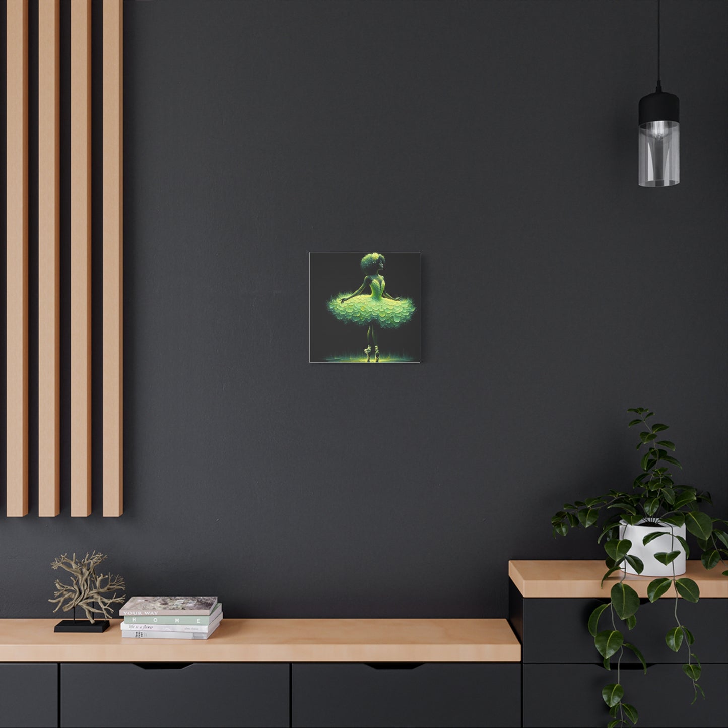 Beautiful Black Ballerina in Yellow Canvas Art