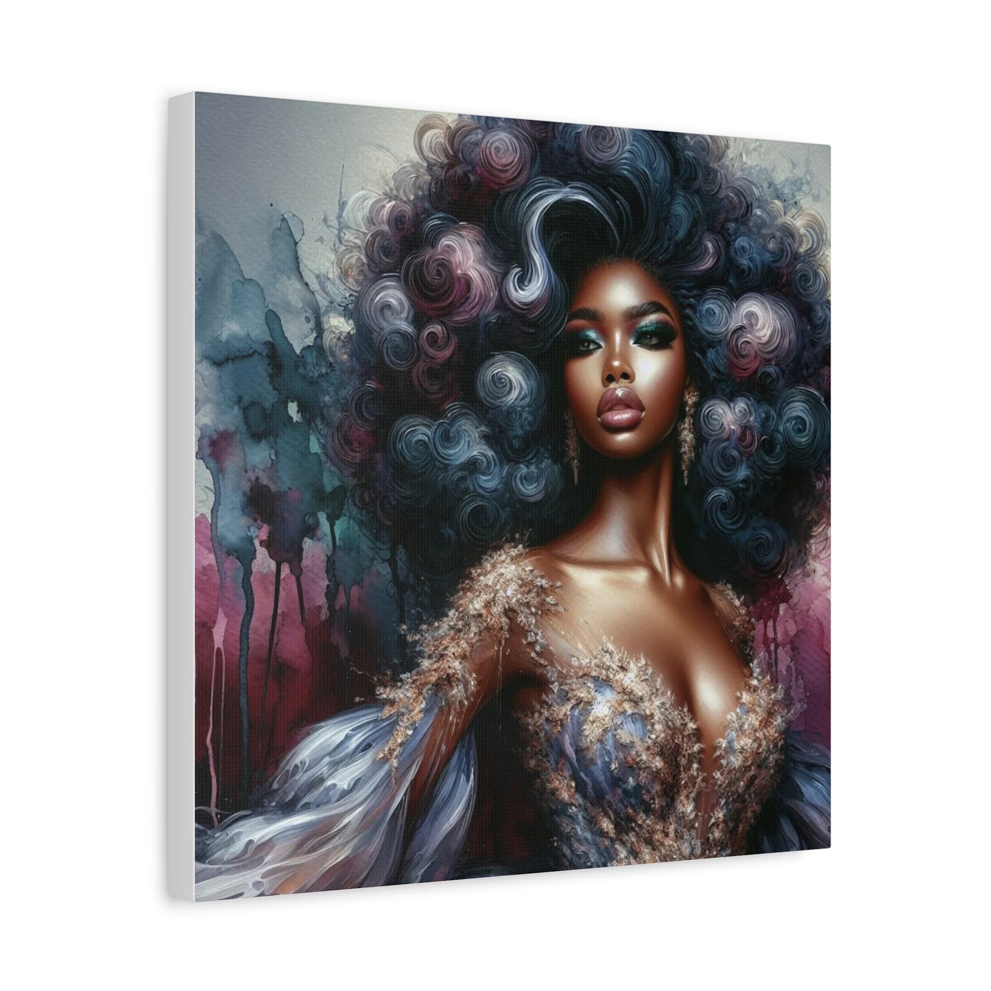 Beautiful Woman Black Canvas Art
