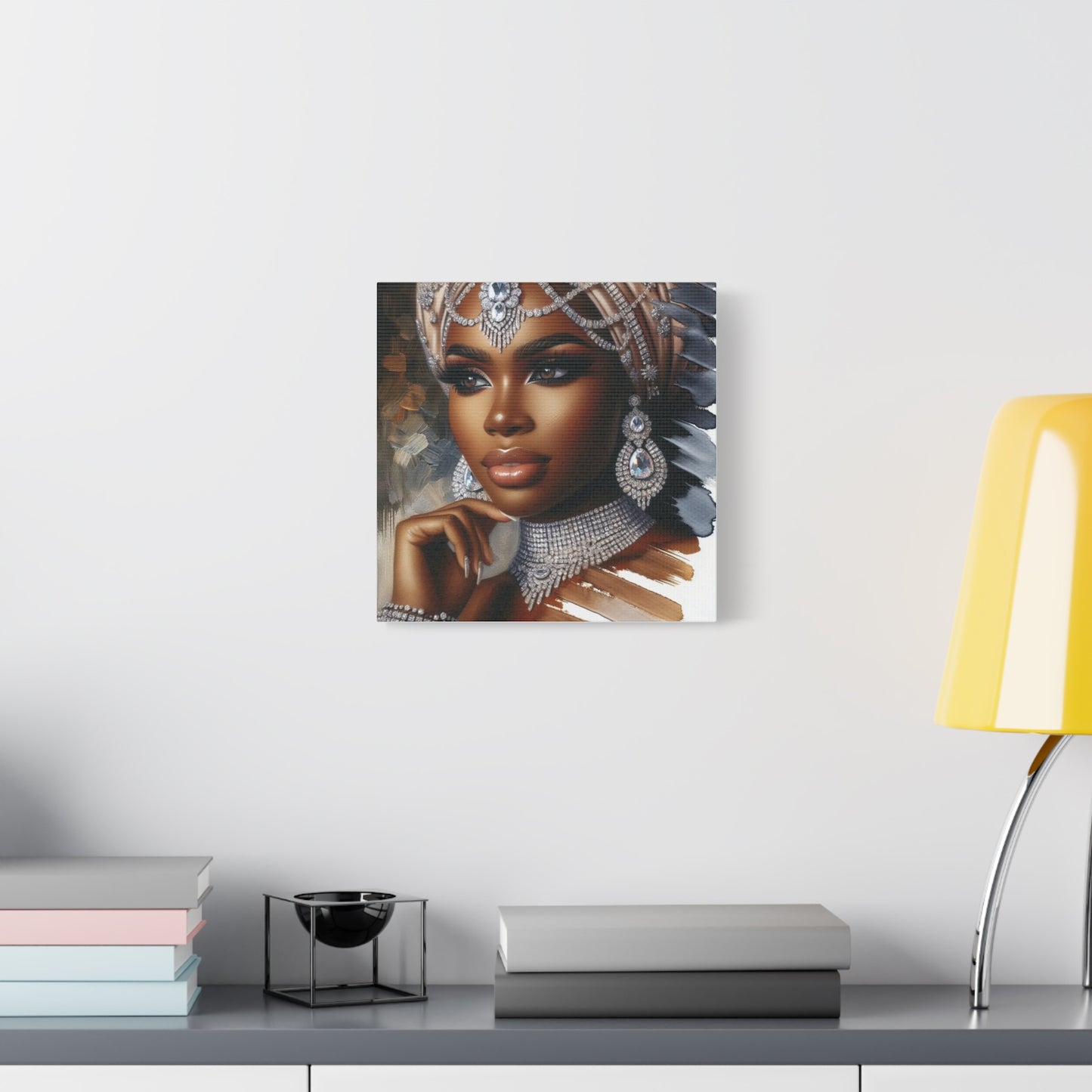 Beautiful Black Woman w Diamonds Canvas Art