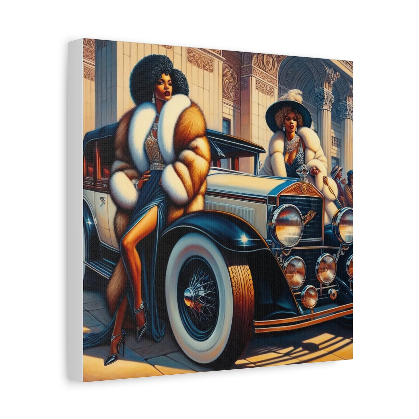 Beautiful Woman Old Fashioned Black Canvas Art