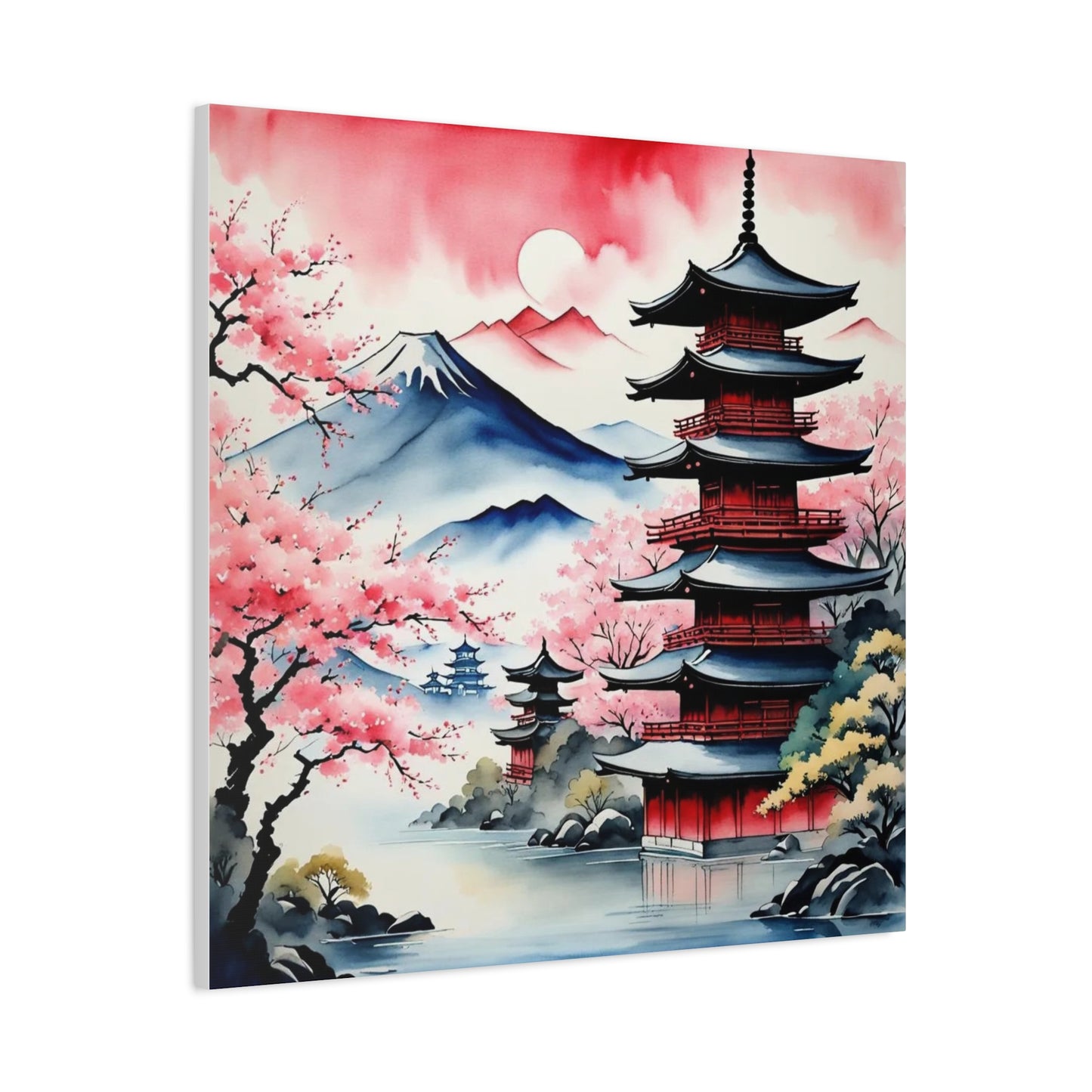 Sunset over the Mountains Asian Abstract Art